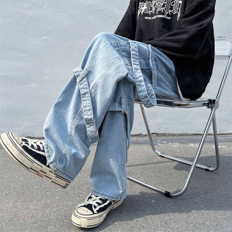 美式复古潮牌牛仔裤男春季韩版潮流ins工装阔腿直筒裤K6101-P50,男装牛仔裤,星座512-2