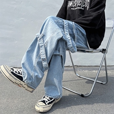 美式复古潮牌牛仔裤男春季韩版潮流ins工装阔腿直筒裤K6101-P50，男装牛仔裤，星座512-2