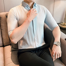 819-P55天丝夏季新款男士短袖衬衫潮流时尚短袖潮男衬衣，男装T恤，星座507A（原星座306B-2）