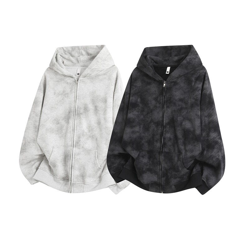 抖音得物高品质25秋冬美式高街宽松结构潮流扎染水洗连帽卫衣W97，男装卫衣，电商A486