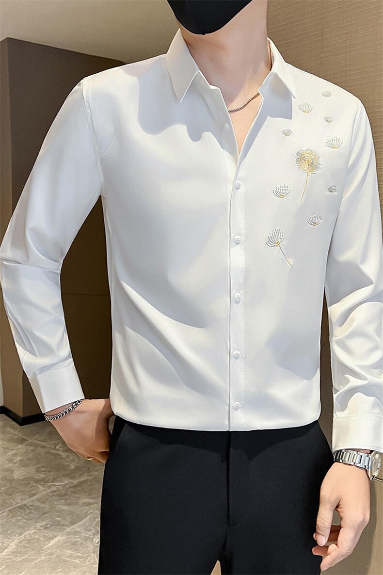 社会小伙店主风秋冬刺绣长袖衬衫301A-1/CS505/P55,男装衬衫,星座301A-1