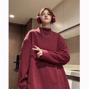 德绒可二开纯色打底衫 HD1318-TP20 控38 多色可选半高领男女T恤图片