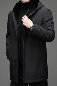尼克服男中长款冬季新款中年加厚保暖皮草外套男士商务休闲男装图片