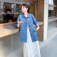 蓝色麂皮绒外套2C206-L707-P155-K248，女装短外套，2C206