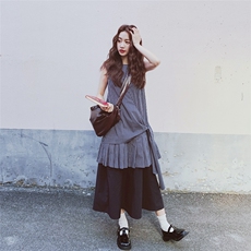 休闲复古无袖背心格子连衣裙女夏2025新款小个子学院风减龄巨好看，女装连衣裙，2C137