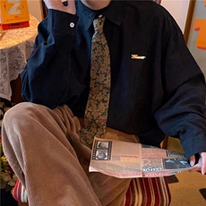 2025春季多纽扣设计日系衬衫男长袖新款百搭衬衣情侣同款，男装衬衫，星座506A