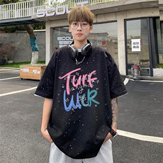 量大优供抖音视频支持得物配合二开美式满天星亮片短袖T恤MTX392，男装T恤，电商A486