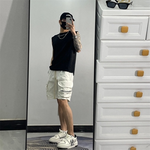 日系复古多口袋短裤子夏季阔腿中裤帅气宽松五分工装裤JXG123-P43图片