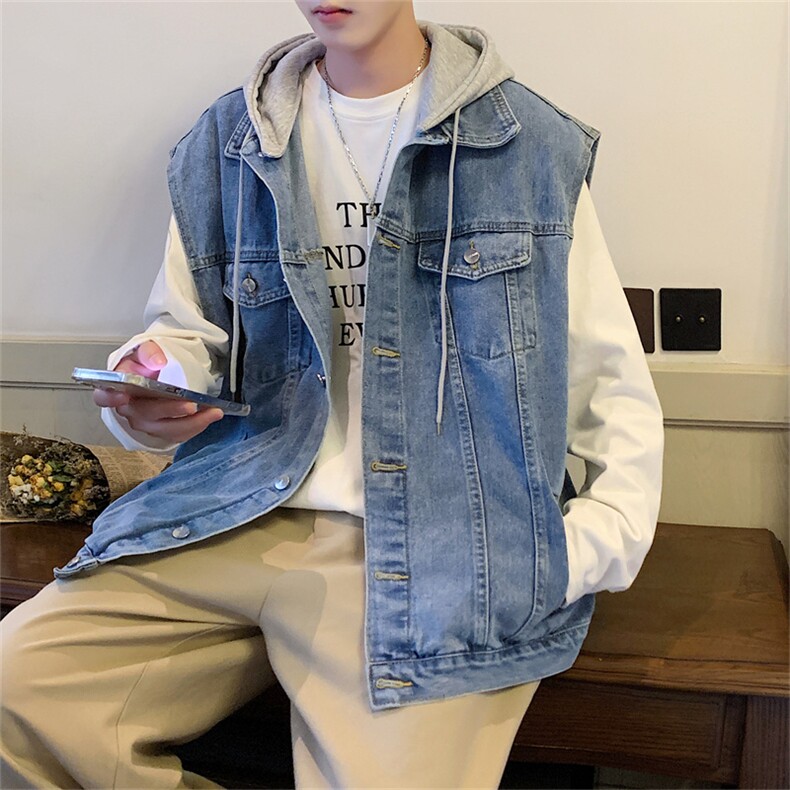 牛仔马甲男2025年秋季新款宽松夹克港风百搭工装外套MJ115-P60,男装夹克,星座1103-3