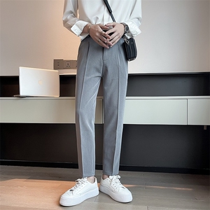 ins轻熟风男士穿搭休闲抗皱直筒西裤男长裤杏K03B P55图片
