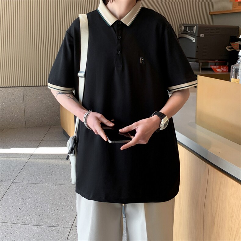 夏季翻领刺绣短袖T恤简约百搭潮流半袖Polo衫男上衣T1481-P28,男装Polo衫,星座512-2