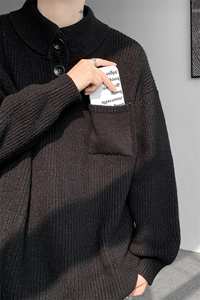 8XL-M 特大码冬季立领毛衣纽扣高级设计感情侣?袖毛衫MY1208P65图片