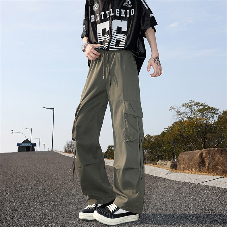 8XL-M工装裤男冰丝垂感降落伞速干休闲阔腿美式运动裤夏K9134P48,男装休闲裤,电商D206-1