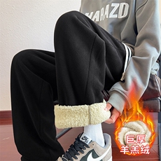 217-2-NK557-P45冬季新款羊羔绒加绒加厚直筒休闲裤男大码卫裤，男装休闲裤，星座217-2