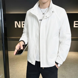 店主风夹克外套男春秋休闲百搭时尚立领男士夹克S8611-P80,披肩长袖t恤搭配图片