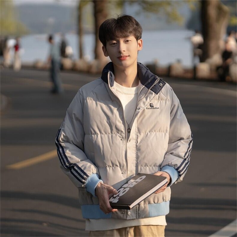 美式拼接棉服男冬季新款宽松立领面包服小个子棉衣外套8857/P105,男装棉衣,星座506