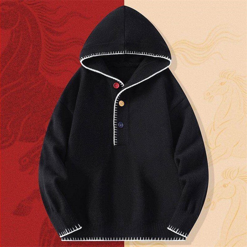 250935-P65新年战袍情侣装秋冬季搭毛衣红色本命马年衣服拜年服,男装针织衫/毛衣,电商D310B