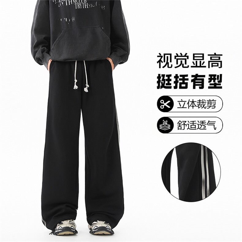 SJ-311B-1-9010-P45控79秋冬重磅垂感宽松运动卫裤阔腿直筒长裤,男装休闲裤,星座311B-1