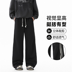 SJ-311B-1-9010-P45控79秋冬重磅垂感宽松运动卫裤阔腿直筒长裤，男装休闲裤，星座311B-1