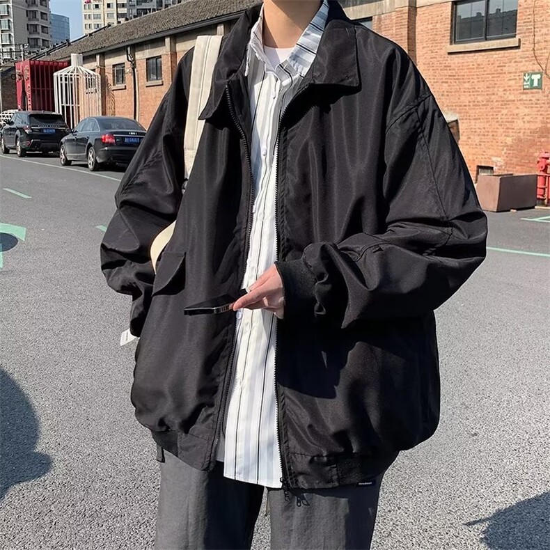 翻领夹克男ins春秋棒球服宽松情侣bf百搭外套男潮流633P55,男装夹克,星座410-2