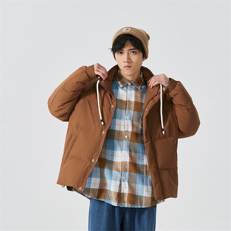 新标90%白鸭绒简约立领抽绳外套纯色加厚羽绒服ESY0205-P210,男装羽绒服,电商B306