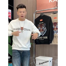 2025欧洲站加绒卫衣男冬季高端烫钻修身圆领套头卫衣帅气百搭潮流，男装卫衣，星座506A