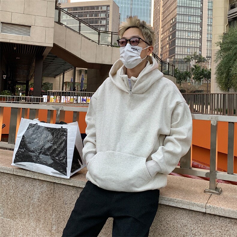 抖音得物高品质25秋冬美式高街宽松结构款假两件连帽卫衣外套W99,男装卫衣,电商A486