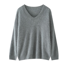 V领宽松型纯色厚款套头拉绒羊毛衫高支进口羊毛不掉毛不起球加厚，女装羊毛衫，优麦羊绒（原洪叶羊绒）
