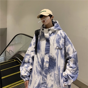 wassup happy扎染连帽外套男款春秋季潮流小众设计感帽衫休闲夹克图片