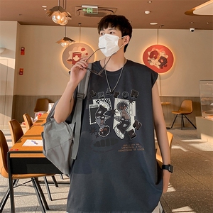 新款直播抖音得物品质纯棉250克重磅男无袖背心T恤T530P28控39图片