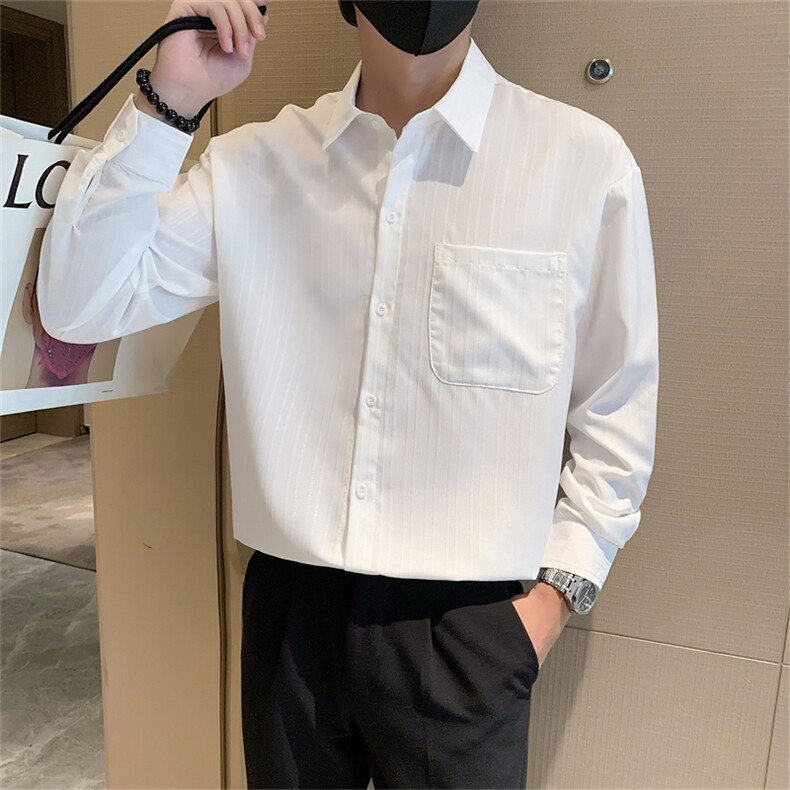 青少年春秋季休闲长袖衬衫男2025新款潮牌男士帅气衬衣C208-8890,男装衬衫,电商C208