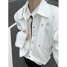 XZ1005-1-TTH0090-批105-解构设计感垫肩弯刀袖立领夹克外套，男装夹克，星座1005-1