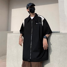 拼接气质时尚潮五分袖男简约潮流流行标准衬衫新款夏季CY165-P38，男装衬衫，星座412-3