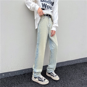 高弹小直筒牛仔裤美式vibe风裤子ins高街潮痞帅D325KZ87P50图片