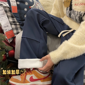 2025冬季新款美式简约加绒宽松运动休闲卫裤B315-K861JR-p55控78图片