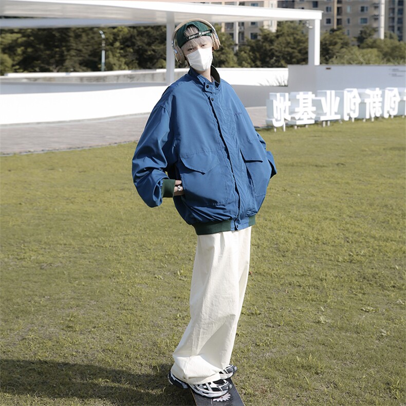 WT1141-P58宽松潮牌冲锋衣服拼色立领工装复古潮外套男,男装夹克,星座1501-1