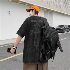 夏季字母复古短袖T恤男女宽松暗黑美式情侣半袖上衣高街TX313-p35，男装T恤，星座1008-2