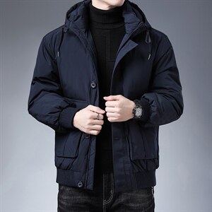 21冬季新款时尚羽绒服休闲宽松翻领外套男士90%白鸭绒ZG3318-P215，男装羽绒服，电商B212（原钱塘6029）