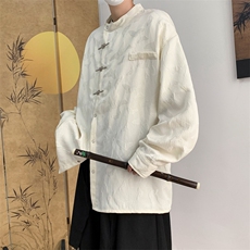 F237-P522024夏季新款新中式长袖衬衫男复古小众衬衣外套现货，男装衬衫，星座512-6
