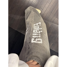 美式复古水洗泼墨弯刀牛仔裤男女秋季宽松休闲阔腿裤子LC5911-P55，男装牛仔裤，星座1008
