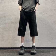 D2053-p45-控68现货风宽松cleanfit牛仔裤七分裤黑暗，男装牛仔裤，星座116