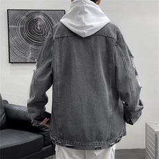 潮流牛仔夹克潮男春季宽松版方领夹克W318P55，男装夹克，星座1116-2