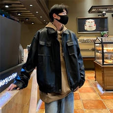 春秋机车服皮衣男原PU好皮双层气春季男青年痞帅皮夹克外套W9287，男装夹克，星座1116A-1（原606A）