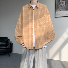衬衫男秋季新款港风宽松格子长袖衬衫CS802-特P28，男装衬衫，星座214-3