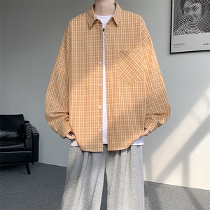 衬衫男秋季新款港风宽松格子长袖衬衫CS802-特P28图片