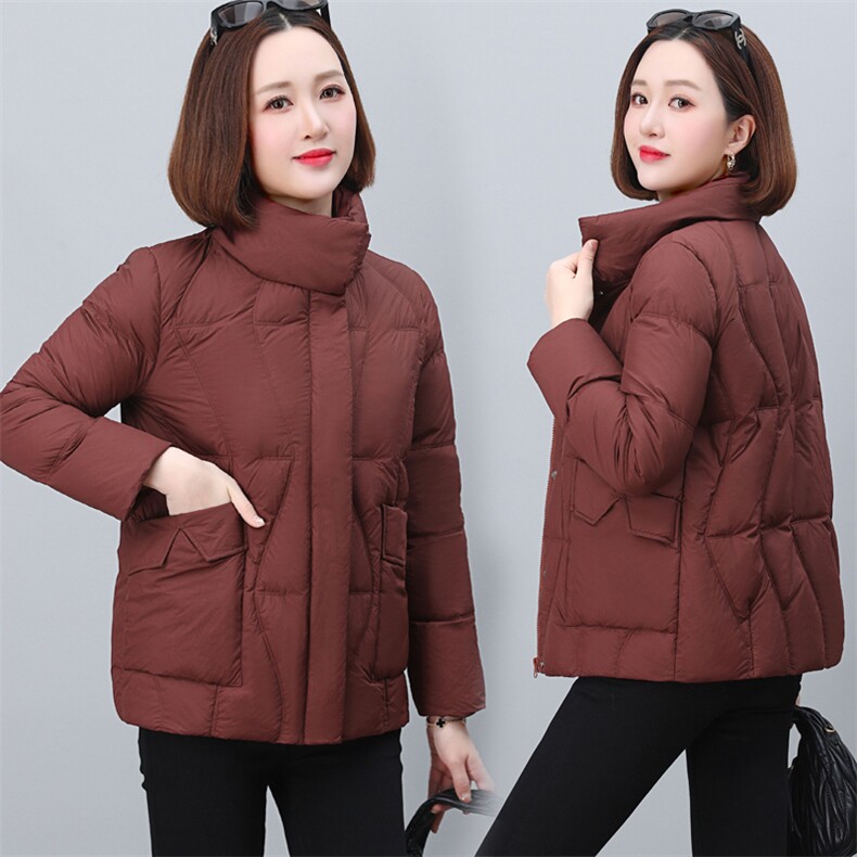 简约时尚潮流羽绒服休闲显瘦减龄冬季立领纯色女外套遮肉新款主推,女装羽绒服,木橙西子