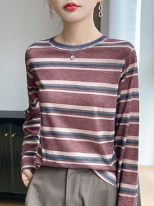 2025秋冬百搭时尚条纹针织衫，女装针织衫/毛衣，羊特美羊绒