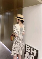 现货夏季新款波点连衣裙，女装连衣裙，依美依缘