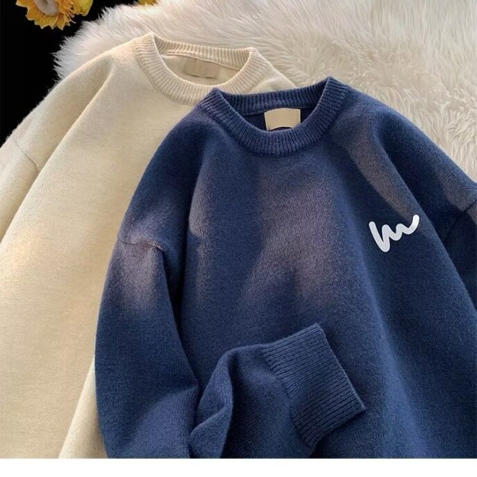 新款潮牌宽松圆领套头百搭慵懒风上衣毛衣针织毛衫6521-P45网络图，女装针织衫/毛衣，电商B245