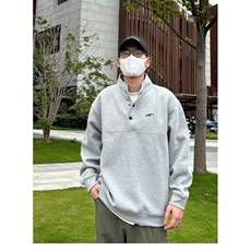 日系复古重磅宽松立领卫衣男美式工装开胸纽扣套头外套，男装卫衣，星座506A